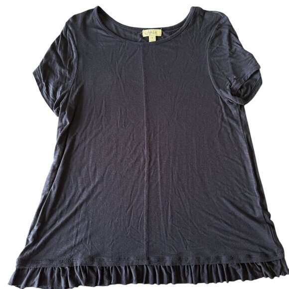 Style & Co. Tops - Style & Co Ruffle Hem Top Navy Size M – Casual Soft Short Sleeve Tee